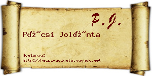 Pécsi Jolánta névjegykártya